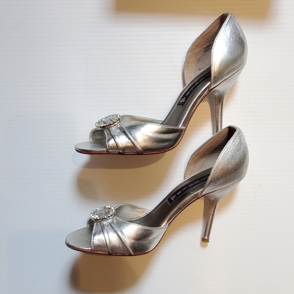 Steve Madden Silver/Crystal Open Toe Pumps - Picture 2 of 6